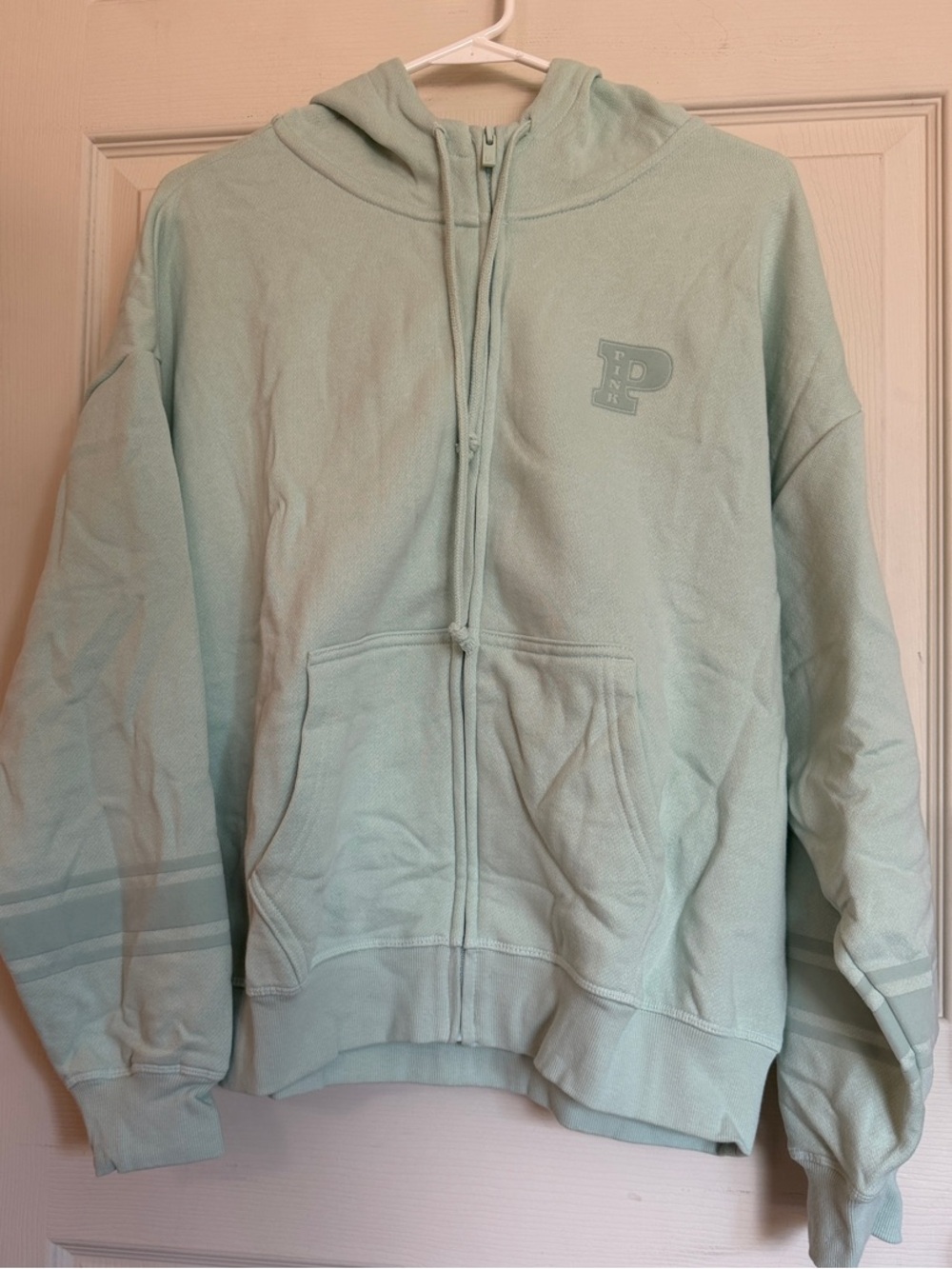 Brand new Medium PINK Light Mint Zip-Up Hoodie with 'P’ PINK Logo